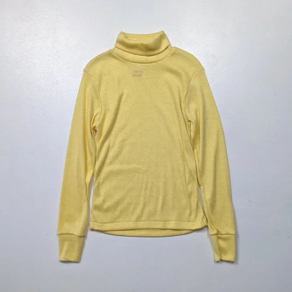 Vintage Dobie Turtleneck Unisex Kids Size 5-6 Yellow Long Sleeve Basic Layering